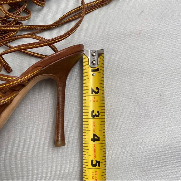 Jimmy Choo cognac tan brown strappy heeled sandals 37 - Picture 11 of 12